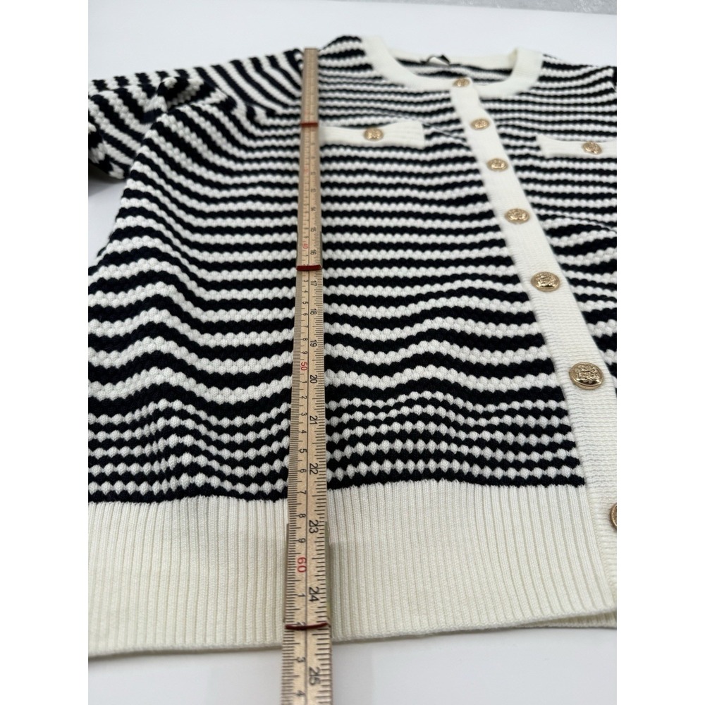 Adrianna Papell stripe Women's cardigan Sweater Gold buttons Size 1X - Picture 6 of 8